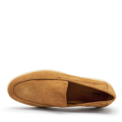 Mocassino Uomo Frau in Pelle Scamosciata Cognac