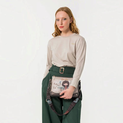 Borsa a Tracolla Donna Anekke Tulip in Ecopelle Panna 3 Scomparti