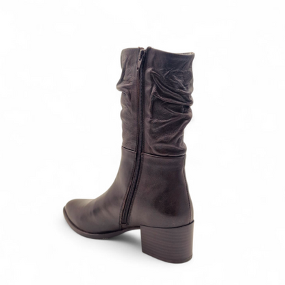 Mezzo Stivale Donna Tacco in Pelle Cioccolato