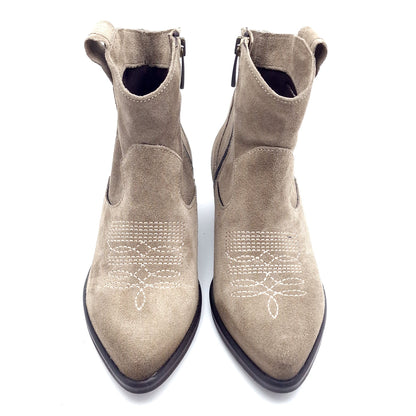 Stivaletto Donna Texano in Pelle Scamosciata Fango