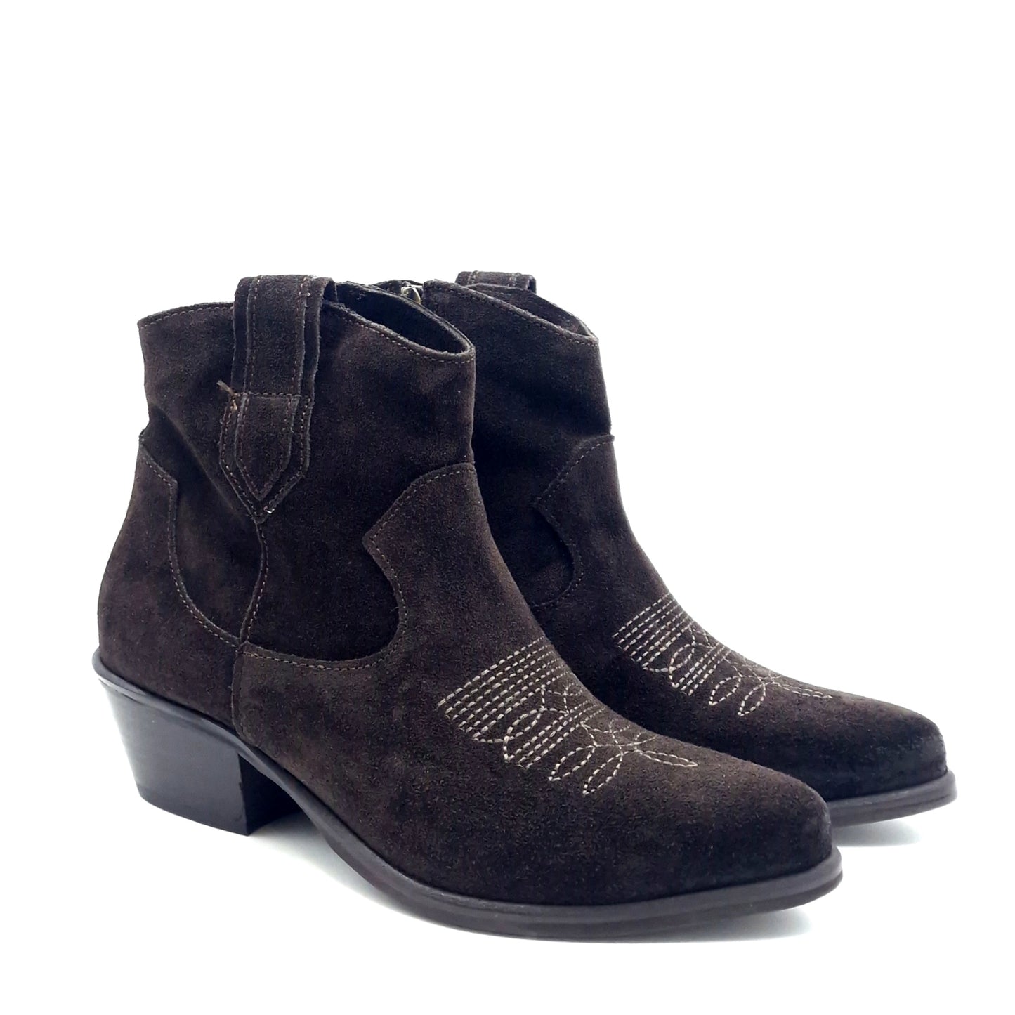 Stivaletto Donna Texano in Pelle Scamosciata Testa di Moro