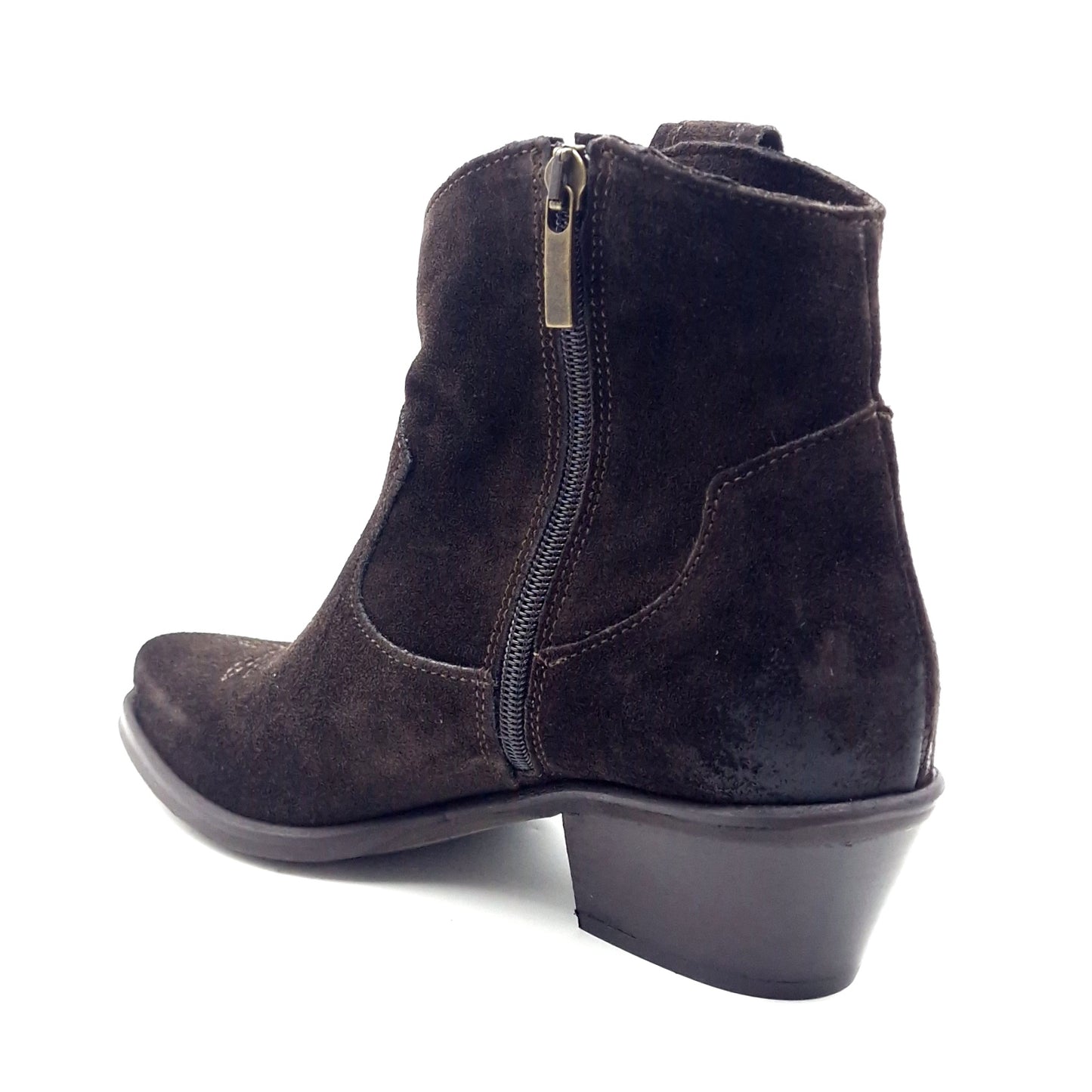 Stivaletto Donna Texano in Pelle Scamosciata Testa di Moro