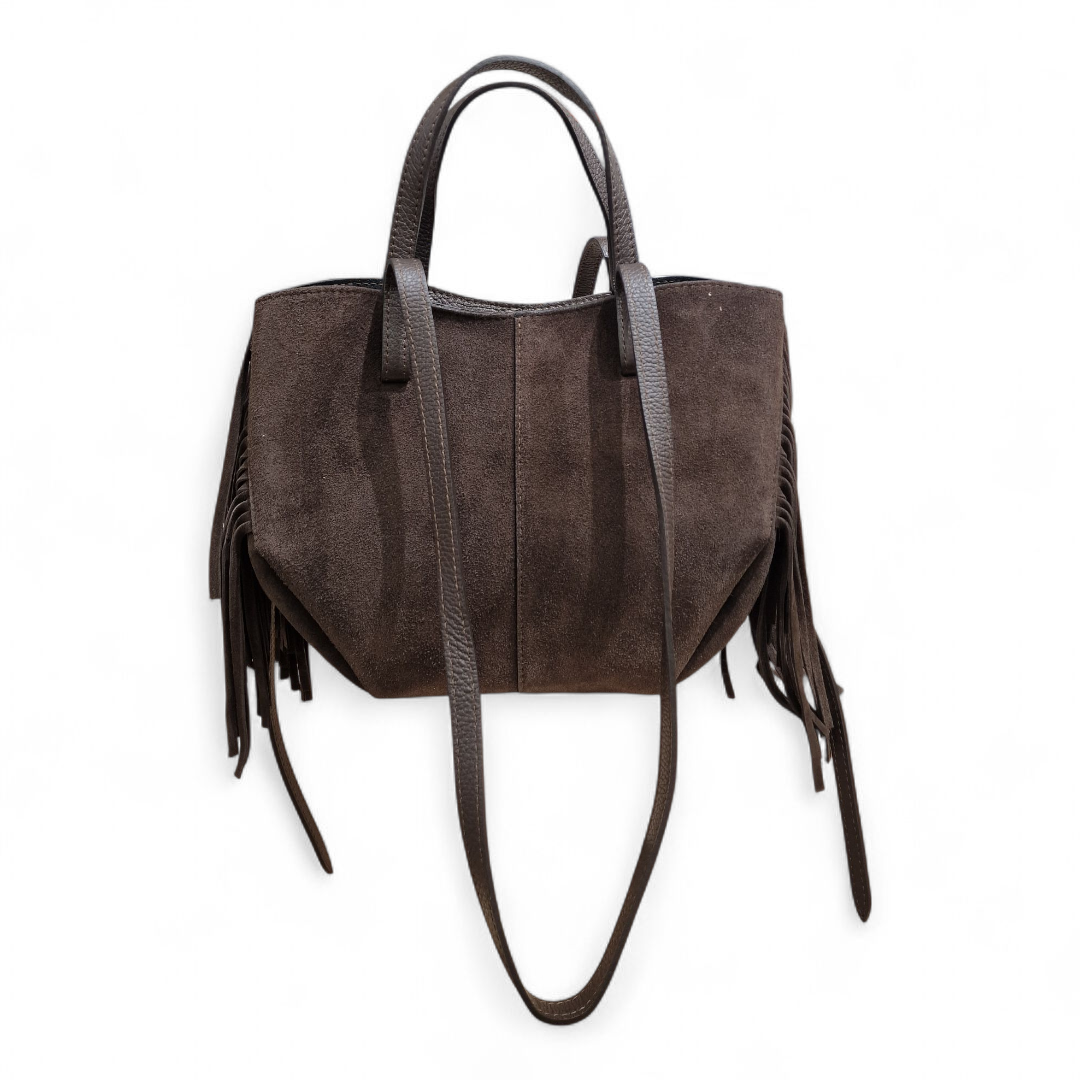 Borsa a Spalla in Pelle Scamosciata con frange Denise