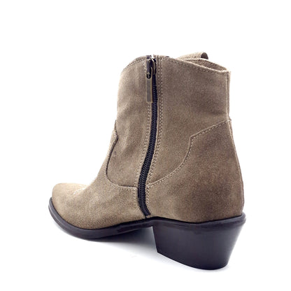 Stivaletto Donna Texano in Pelle Scamosciata Fango