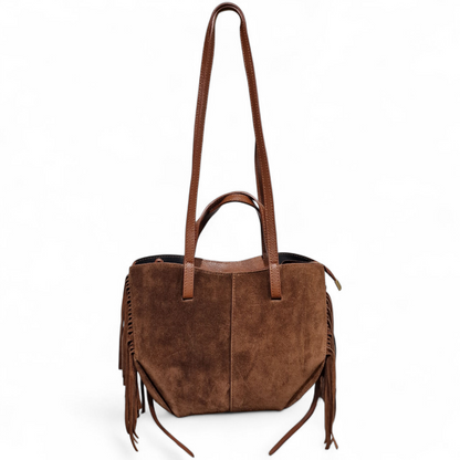 Borsa a Spalla in Pelle Scamosciata con frange Denise