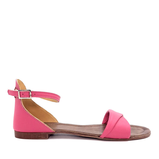 Sandalo Risvolto Pelle Fucsia