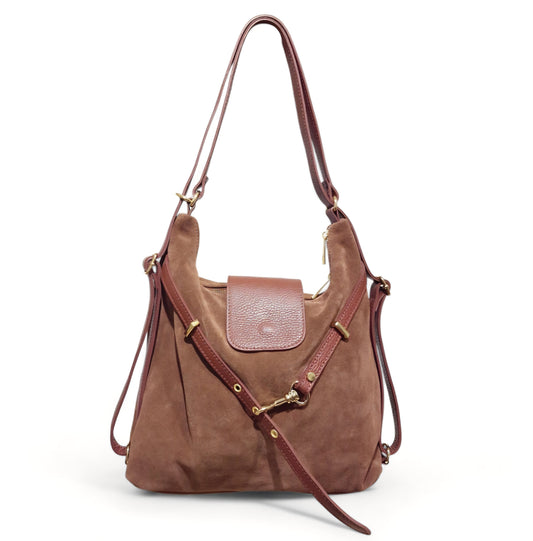 Borsa a Spalla/Zaino in Pelle Scamosciata Luana