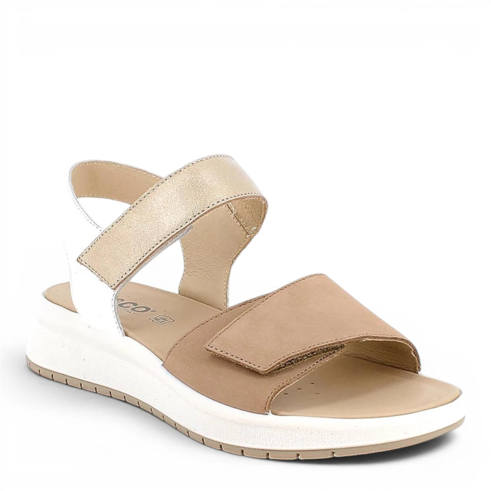 Sandalo Donna Igi&co con fascia regolabile in Pelle Beige - Bianco - Platino - Cinturino a strappo
