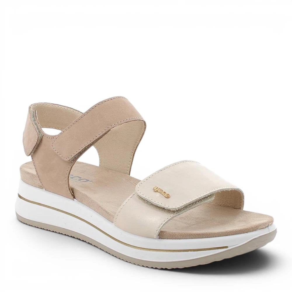 Sandalo Donna Igi&co con fascia regolabile in Pelle Platino - Beige - Cinturino a strappo
