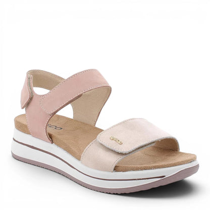 Sandalo Donna Igi&co con fascia regolabile in Pelle Champagne - Rosa - Cinturino a strappo