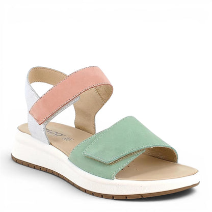 Sandalo Donna Igi&co con fascia regolabile in Pelle Verde - Argento - Rosa - Cinturino a strappo