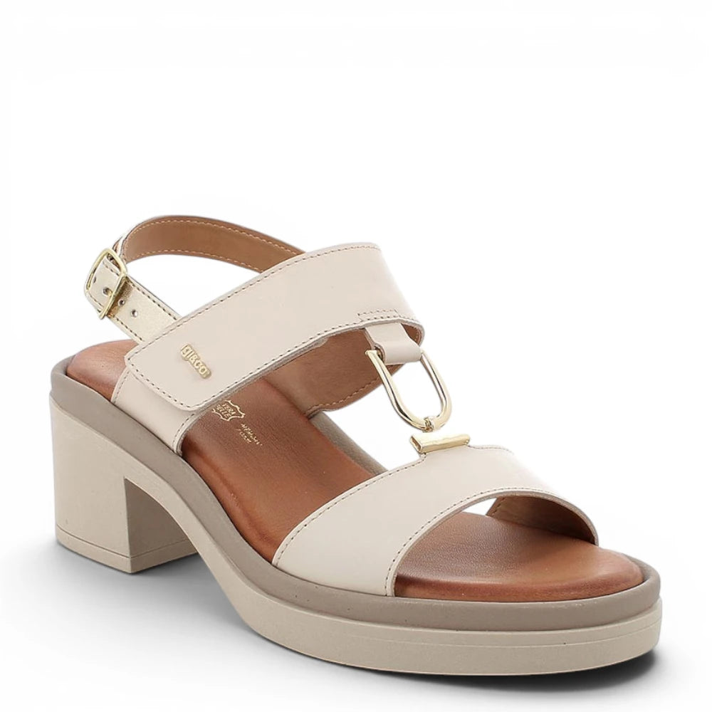 Sandalo Donna Igi&Co  in Pelle Beige con fasce regolabili e Tacco Largo