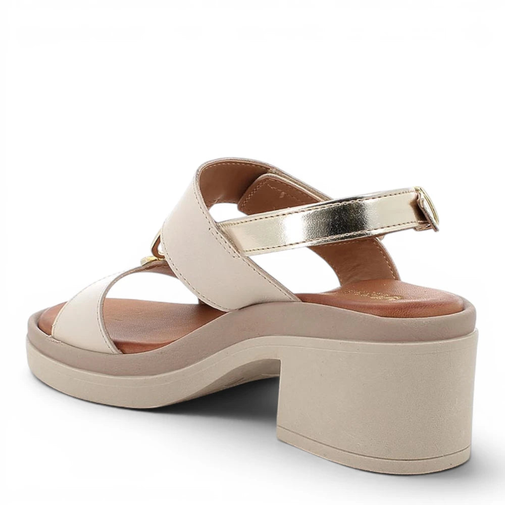 Sandalo Donna Igi&Co  in Pelle Beige con fasce regolabili e Tacco Largo