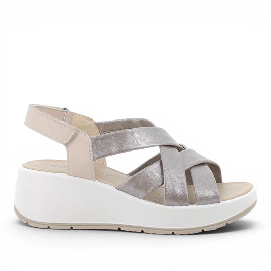 Sandalo donna Igi&Co canna di fucile con zeppa 5,5 cm, fasce in pelle morbide e sottopiede imbottito, scarpa estiva comoda.