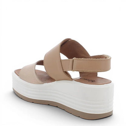 Sandalo Donna Igi&Co Zeppa con Fibbia Gioiello in Pelle Biscotto - Bronzo e Doppia Regolazione a Strappo