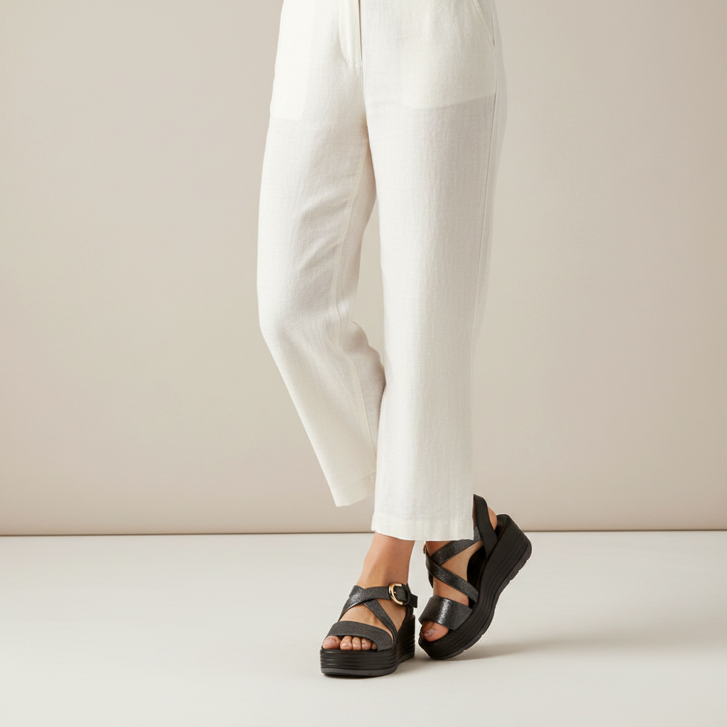 Sandalo Donna Igi&Co Zeppa con Fibbia Elegante in Pelle Nero