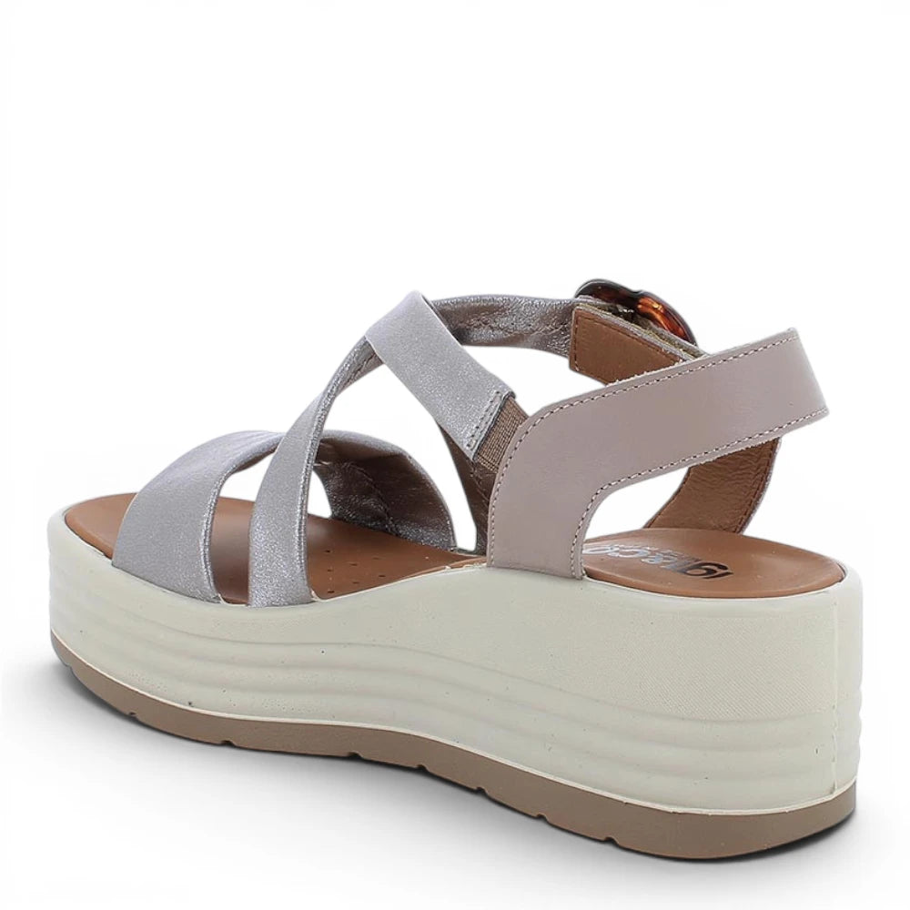 Sandalo Donna Igi&Co Zeppa con Fibbia Elegante in Pelle Piombo