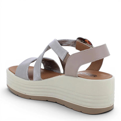 Sandalo Donna Igi&Co Zeppa con Fibbia Elegante in Pelle Piombo