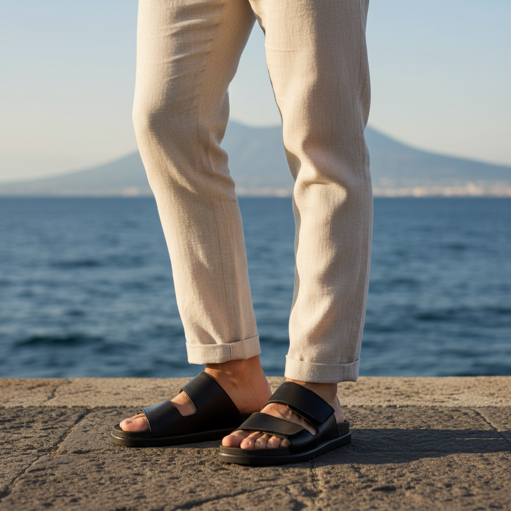 Sandali Scalzati Uomo Igi&Co in Pelle Nero - Calzature Estive Comode e Leggere