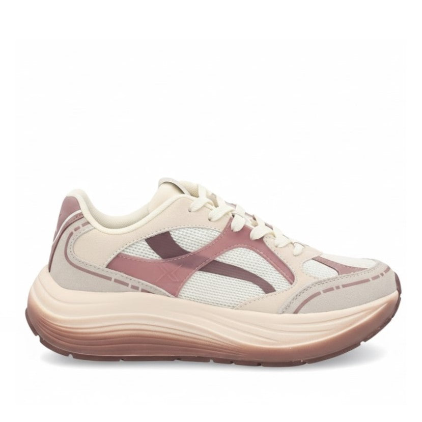 Sneaker Donna Frau Beige e Rosa Antico - Scarpa Sportiva in Camoscio e Tessuto con Suola Oversize - Collezione Primavera Estate