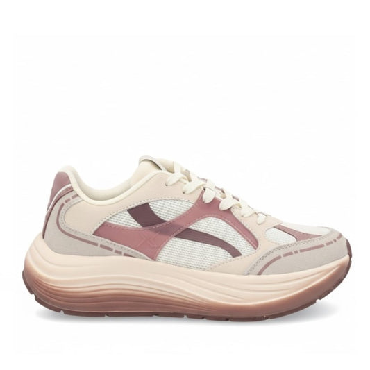 Sneaker Donna Frau Beige e Rosa Antico - Scarpa Sportiva in Camoscio e Tessuto con Suola Oversize - Collezione Primavera Estate