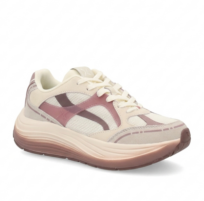 Sneakers Donna Frau in Pelle Scamosciata Beige con Suola Oversize