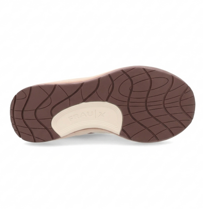 Sneakers Donna Frau in Pelle Scamosciata Beige con Suola Oversize