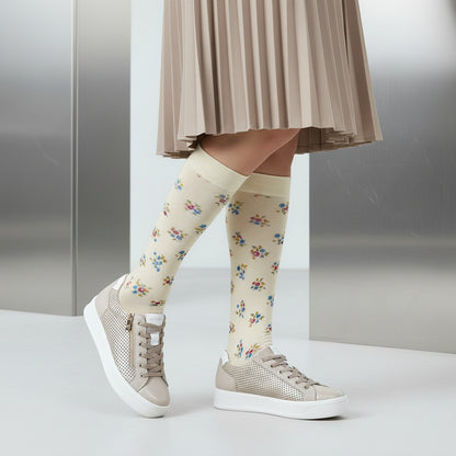Sneakers Donna Igi&Co in Pelle traforata Oro riporti Beige