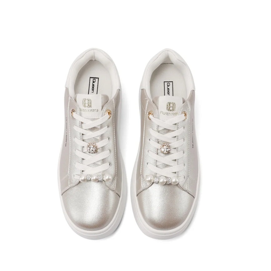 Sneakers Donna Queen Helena Platform Champagne con accessori Gioiello