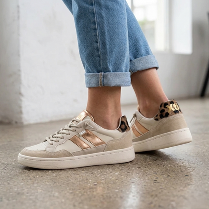 Sneakers Donna XTI Beige con riporti Oro Rosa
