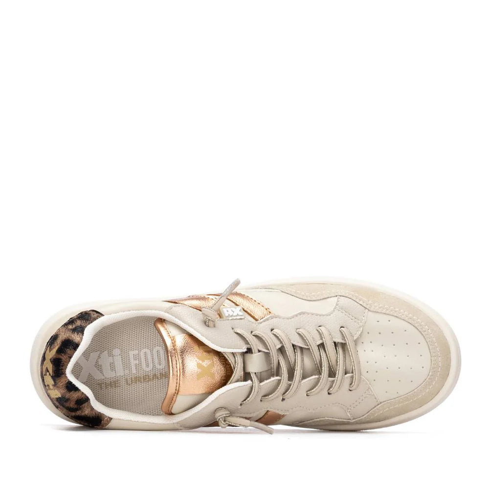 Sneakers Donna XTI Beige con riporti Oro Rosa
