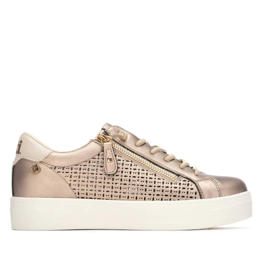 sneakers donna xti oro traforate con zip e memory foam