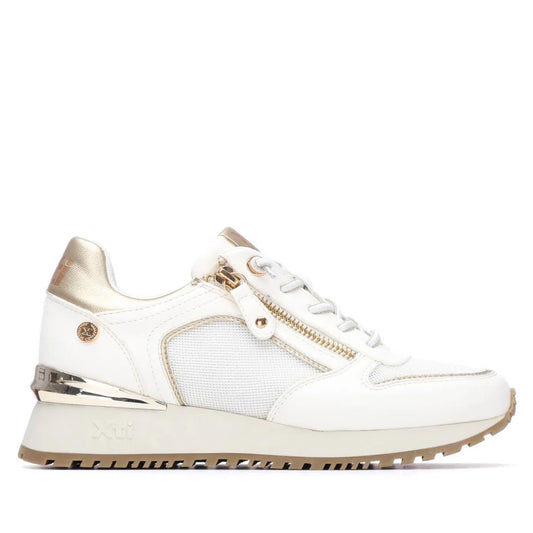sneaker donna xti zeppa e zip bianco platino collezione Primavera Estate