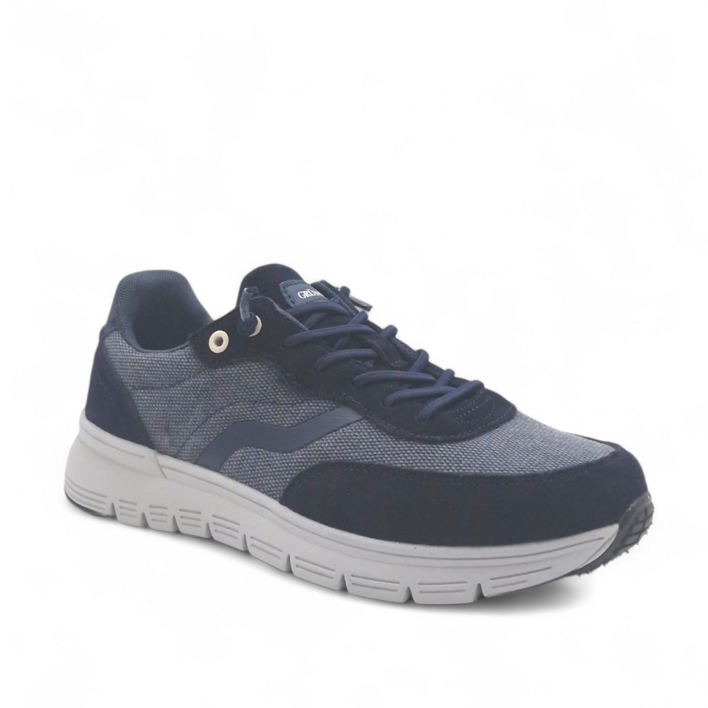 Sneaker Uomo Grunland in Tessuto e Pelle Blu - Calzata Facile con Lacci Elastici e Sottopiede Re-Soft