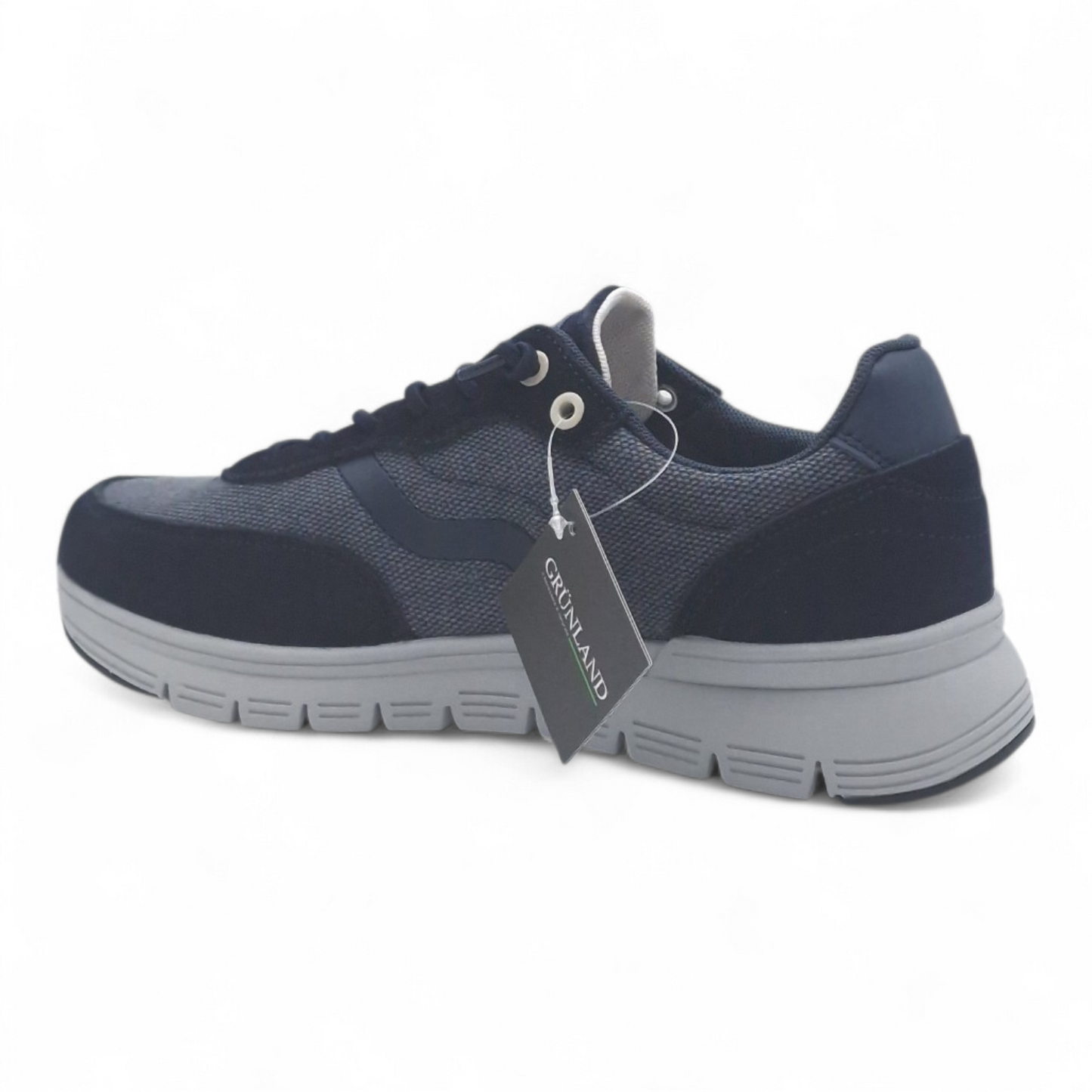 Sneaker Uomo Grunland in Tessuto e Pelle Blu - Calzata Facile con Lacci Elastici e Sottopiede Re-Soft