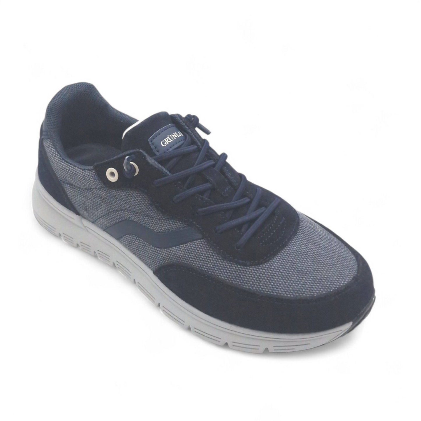 Sneaker Uomo Grunland in Tessuto e Pelle Blu - Calzata Facile con Lacci Elastici e Sottopiede Re-Soft