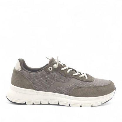 Sneaker Uomo Grunland in Tessuto e Pelle Fango - Calzata Facile con Lacci Elastici e Sottopiede Re-Soft