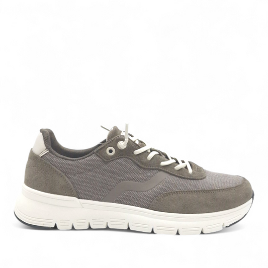 Sneaker Uomo Grunland in Tessuto e Pelle Fango - Calzata Facile con Lacci Elastici e Sottopiede Re-Soft