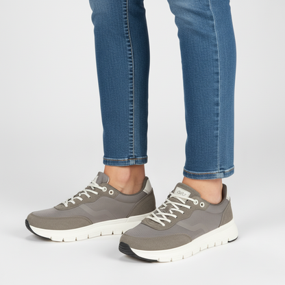 Sneaker Uomo Grunland in Tessuto e Pelle Fango - Calzata Facile con Lacci Elastici e Sottopiede Re-Soft