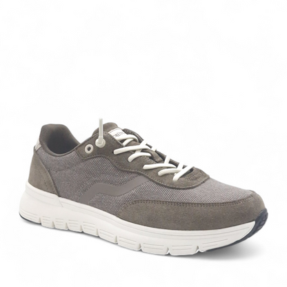 Sneaker Uomo Grunland in Tessuto e Pelle Fango - Calzata Facile con Lacci Elastici e Sottopiede Re-Soft