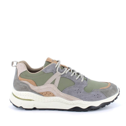 Sneakers Uomo Igi&Co in Pelle Grigio - Beige e Tessuto Verde