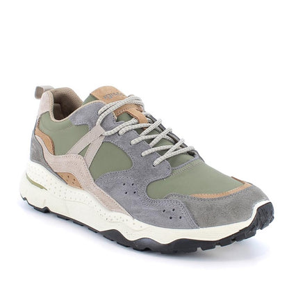Sneakers Uomo Igi&Co in Pelle Grigio - Beige e Tessuto Verde