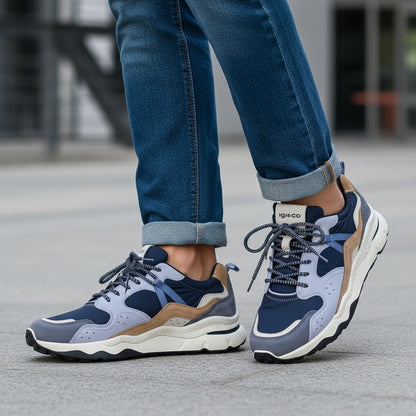 Sneakers Uomo Igi&Co in Pelle Avion - Cuoio e Tessuto tecnico Blu