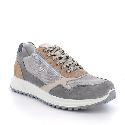 Sneakers Uomo Igi&Co in Pelle Scamosciata Grigio e Tessuto con Zip