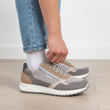 Sneakers Uomo Igi&Co in Pelle Scamosciata Grigio e Tessuto con Zip