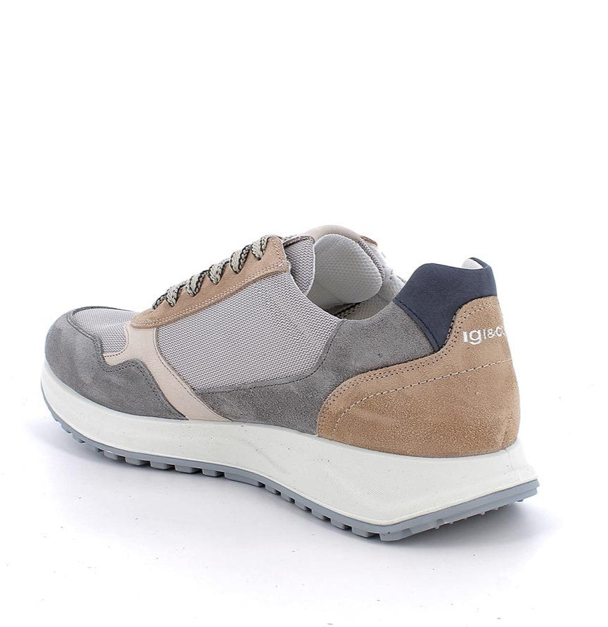 Sneakers Uomo Igi&Co in Pelle Scamosciata Grigio e Tessuto con Zip
