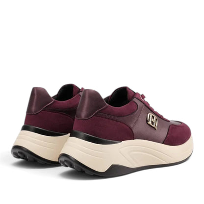 Sneakers Donna in Tessuto Scamosciato e laminato Bordò