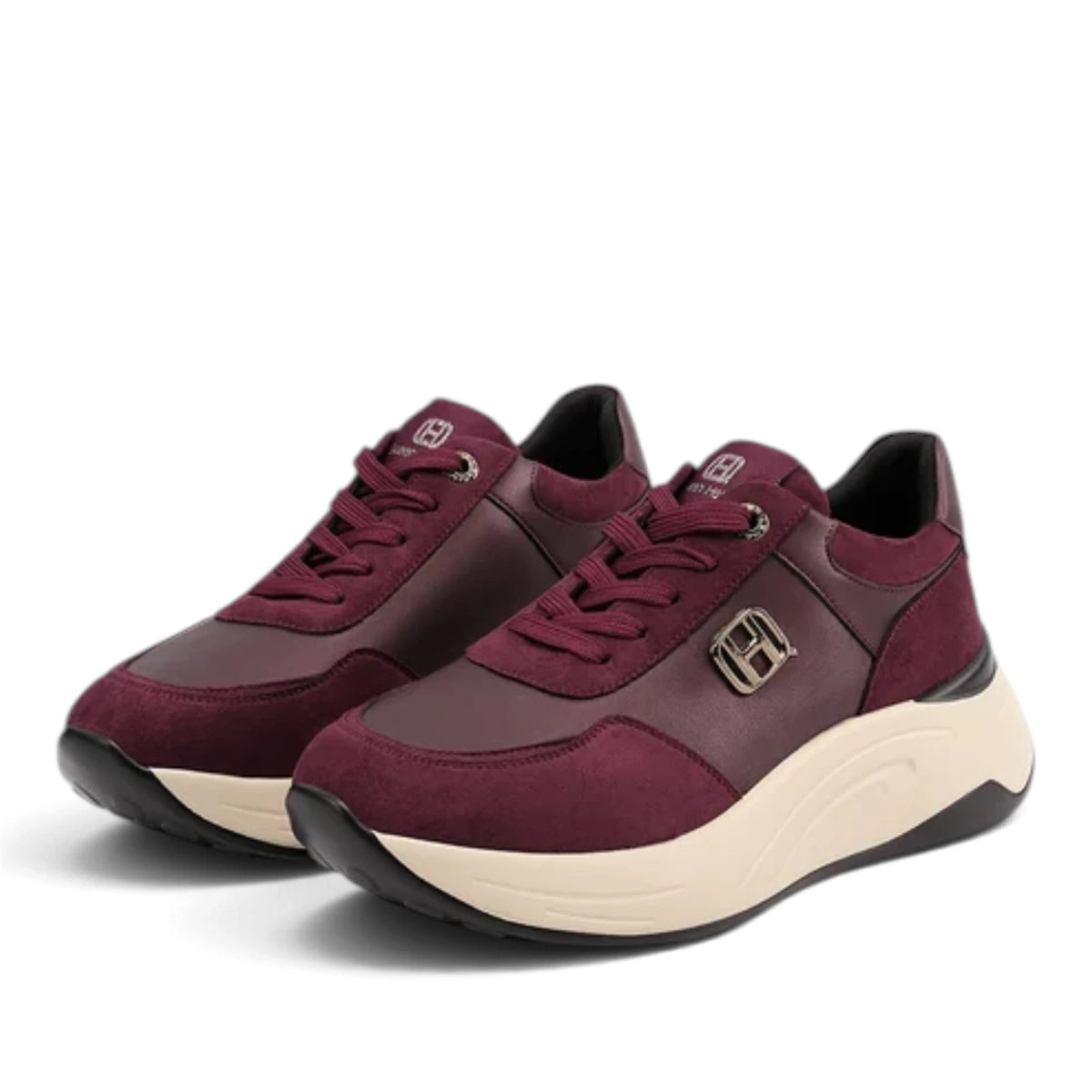 Sneakers Donna in Tessuto Scamosciato e laminato Bordò