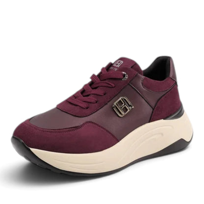 Sneakers Donna in Tessuto Scamosciato e laminato Bordò