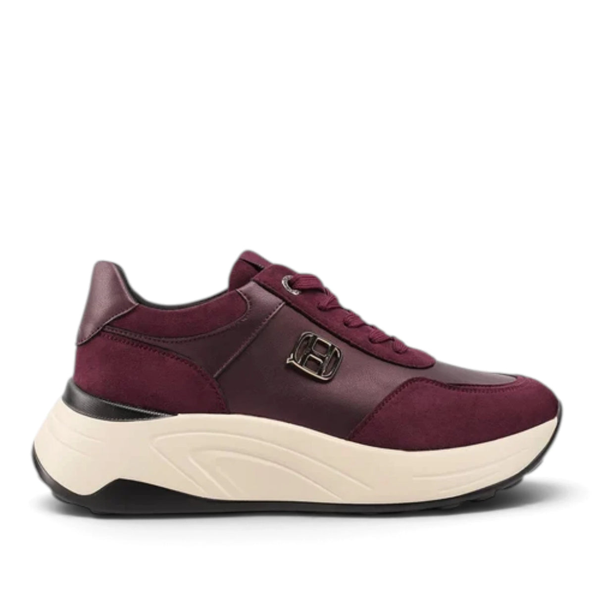 Sneakers Donna in Tessuto Scamosciato e laminato Bordò